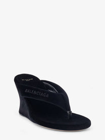 Balenciaga Women's Gaeta Velvet Sandals Black