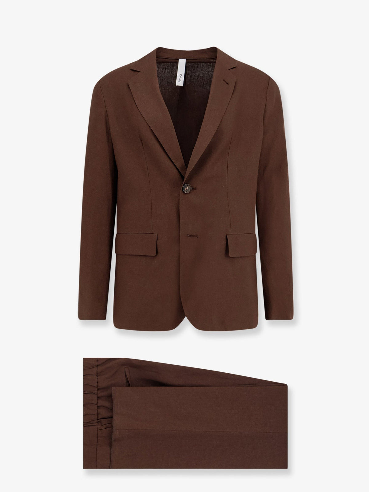 Hevò Men's Galatina Linen and Viscose Suit Brown