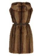 Pinko Galearis Faux Fur Vest Brown, view 2