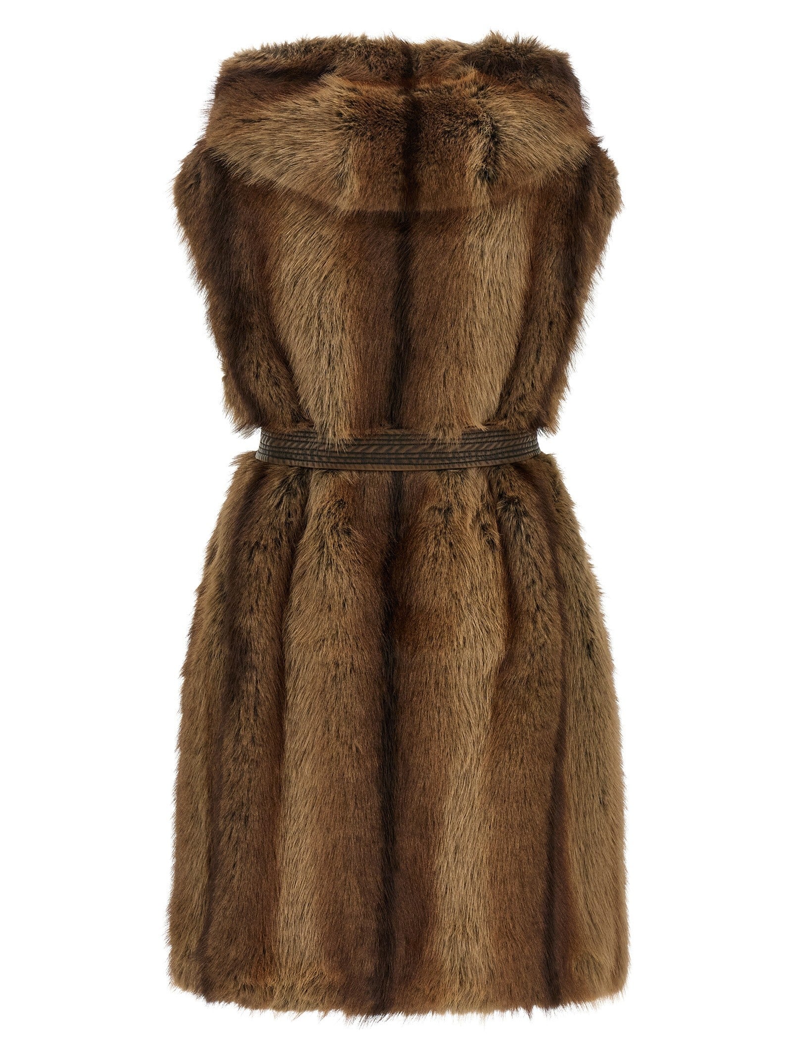 Pinko Galearis Faux Fur Vest Brown
