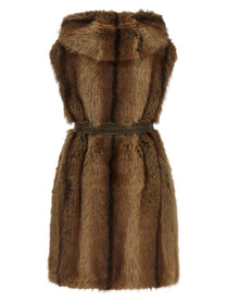 Pinko Galearis Faux Fur Vest Brown