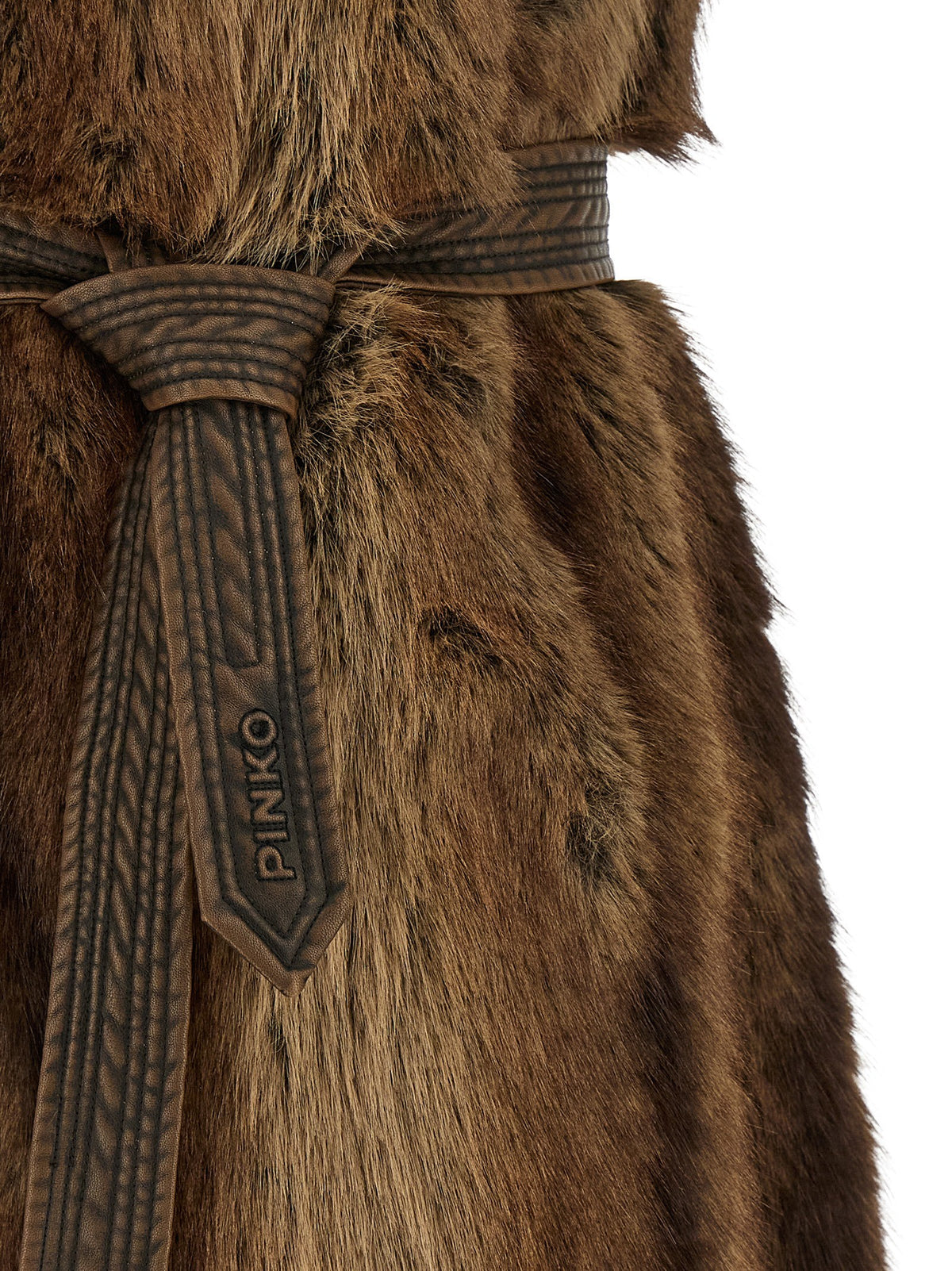 Pinko Galearis Faux Fur Vest Brown
