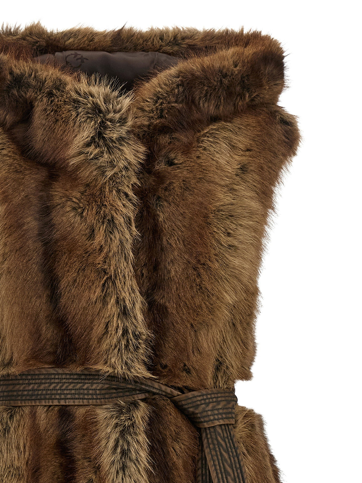 Pinko Galearis Faux Fur Vest Brown, view 3