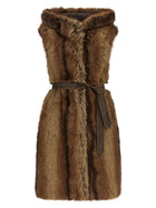 Pinko Galearis Faux Fur Vest Brown