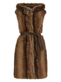 Pinko Galearis Faux Fur Vest Brown