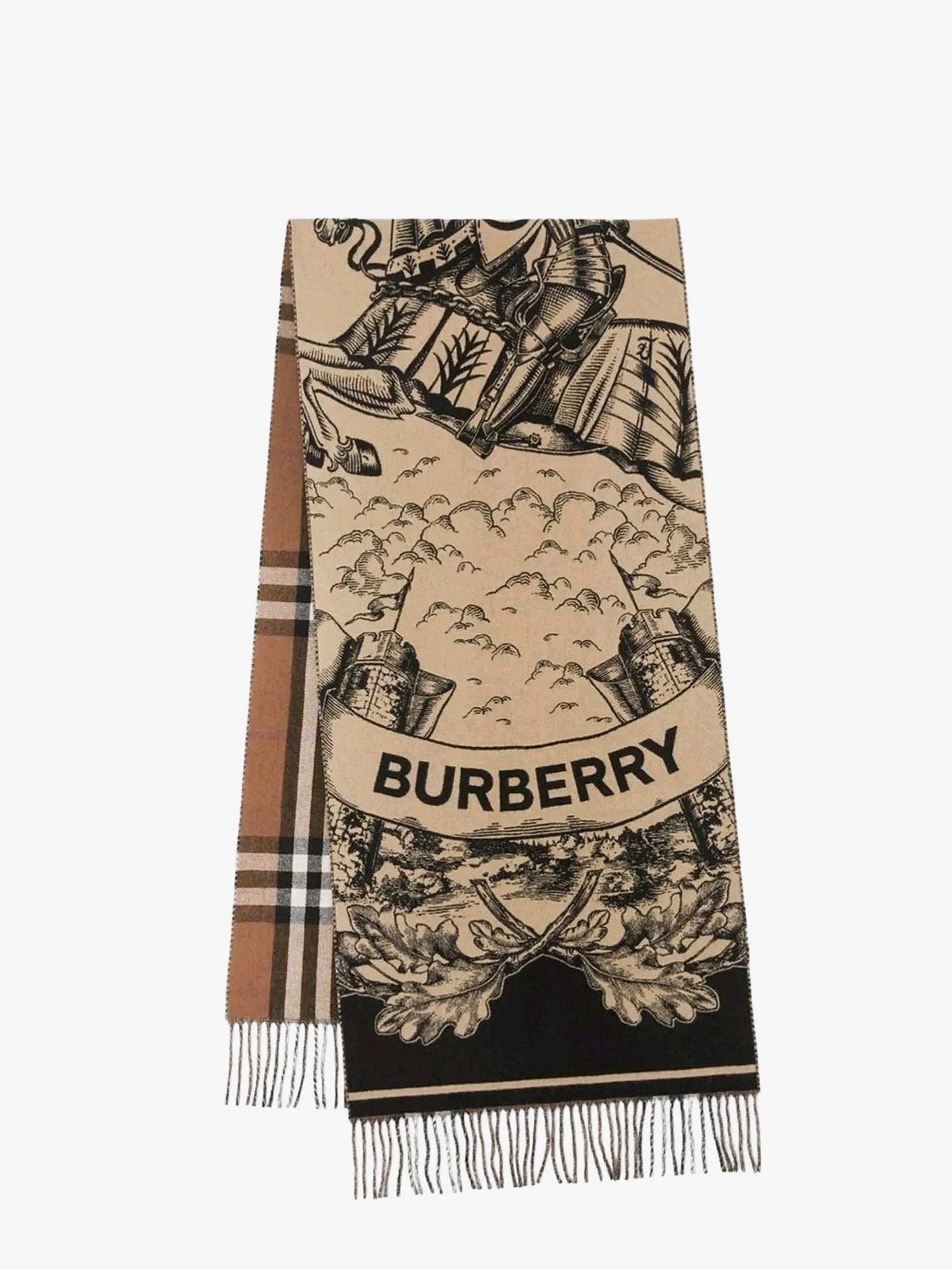 Burberry Unisex Gallant Knight Cashmere Scarf Beige
