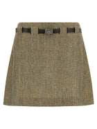 Ferragamo Gancini Belt Skirt Gold