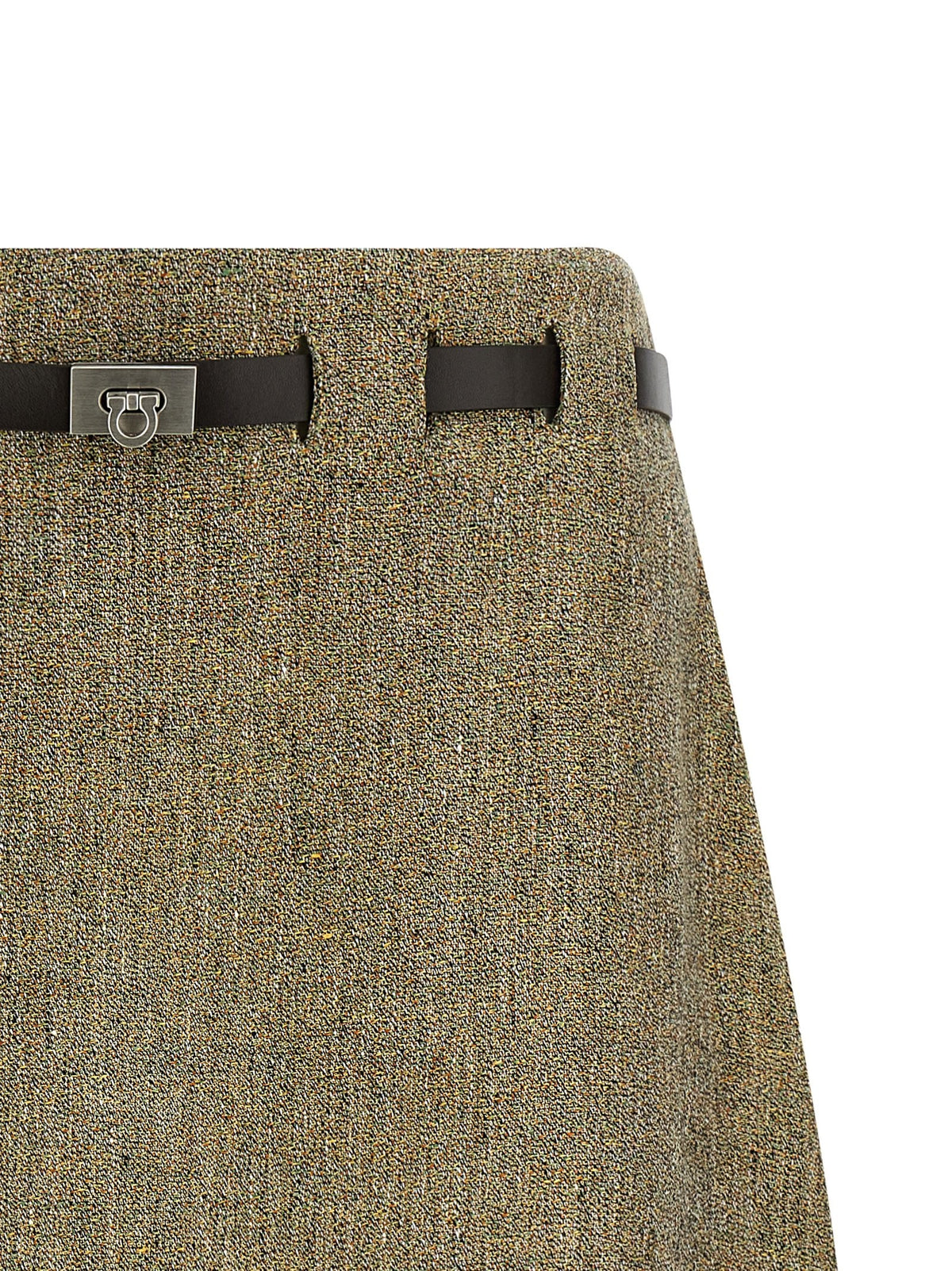 Ferragamo Gancini Belt Skirt Gold