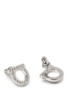 Ferragamo Gancini Crystals Earrings Silver