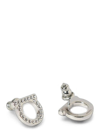 Ferragamo Gancini Crystals Earrings Silver
