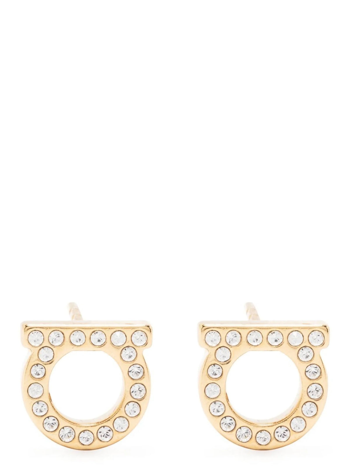 Ferragamo Gancini Crystals Earrings Gold