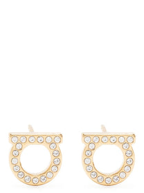 Ferragamo Gancini Crystals Earrings Gold