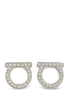 Ferragamo Gancini Crystals Earrings Silver