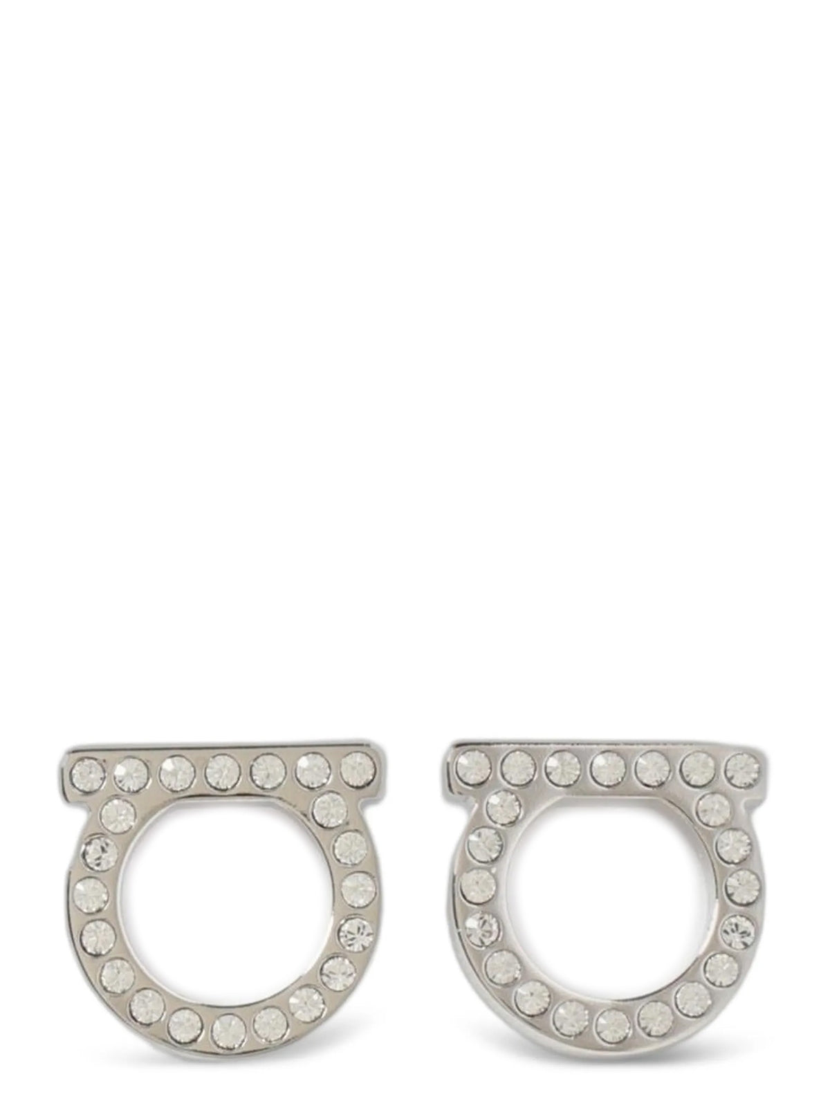 Ferragamo Gancini Crystals Earrings Silver