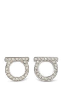 Ferragamo Gancini Crystals Earrings Silver