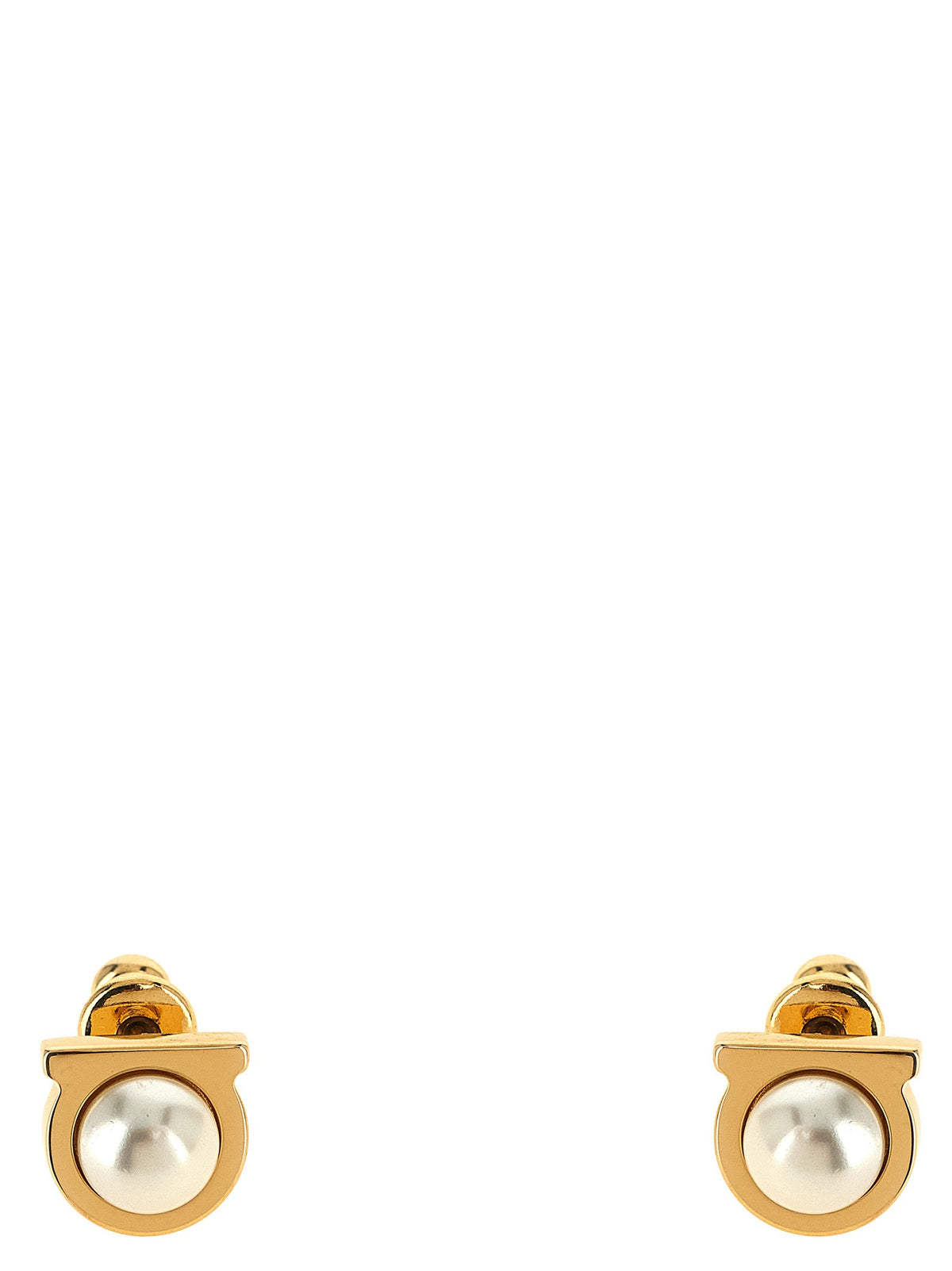 Ferragamo Gancini Pearl Earrings Gold