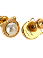 Ferragamo Gancini Pearl Earrings Gold, view 3
