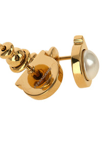 Ferragamo Gancini Pearl Earrings Gold, view 2
