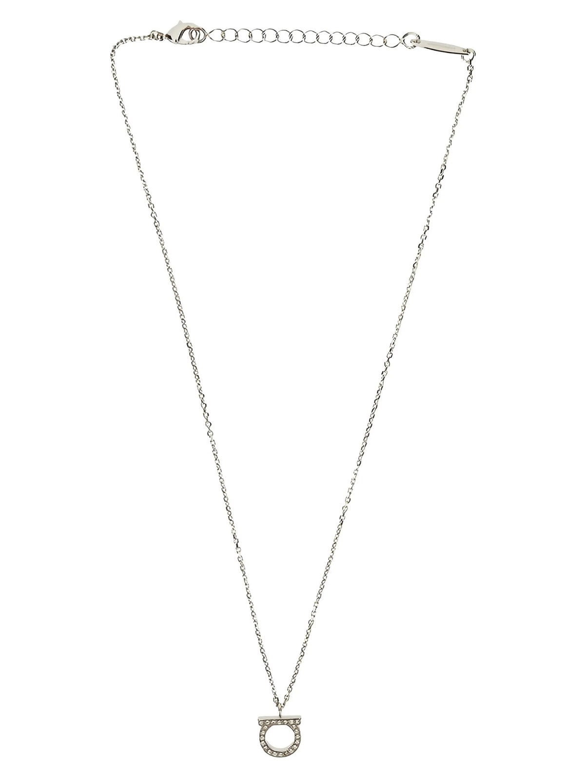 Ferragamo Gancini Strass Necklace Silver