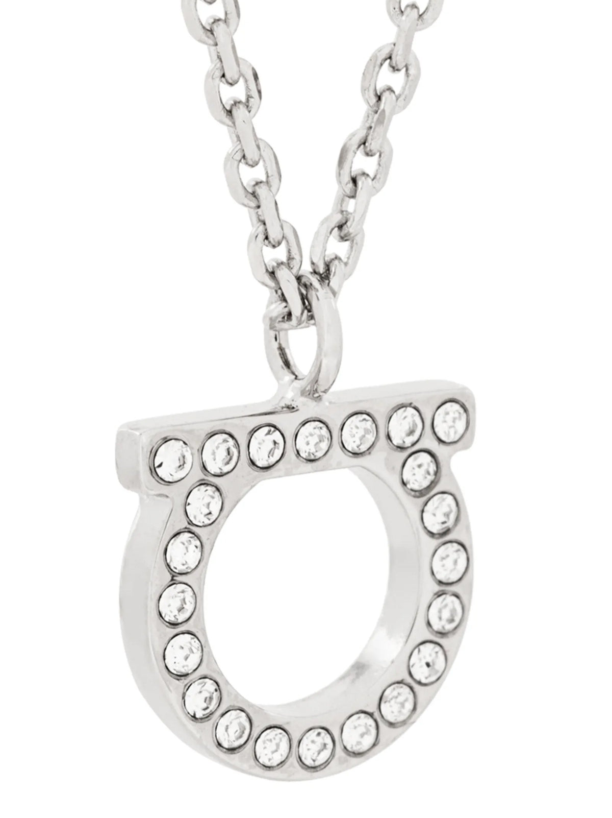 Ferragamo Gancini Strass Necklace Silver
