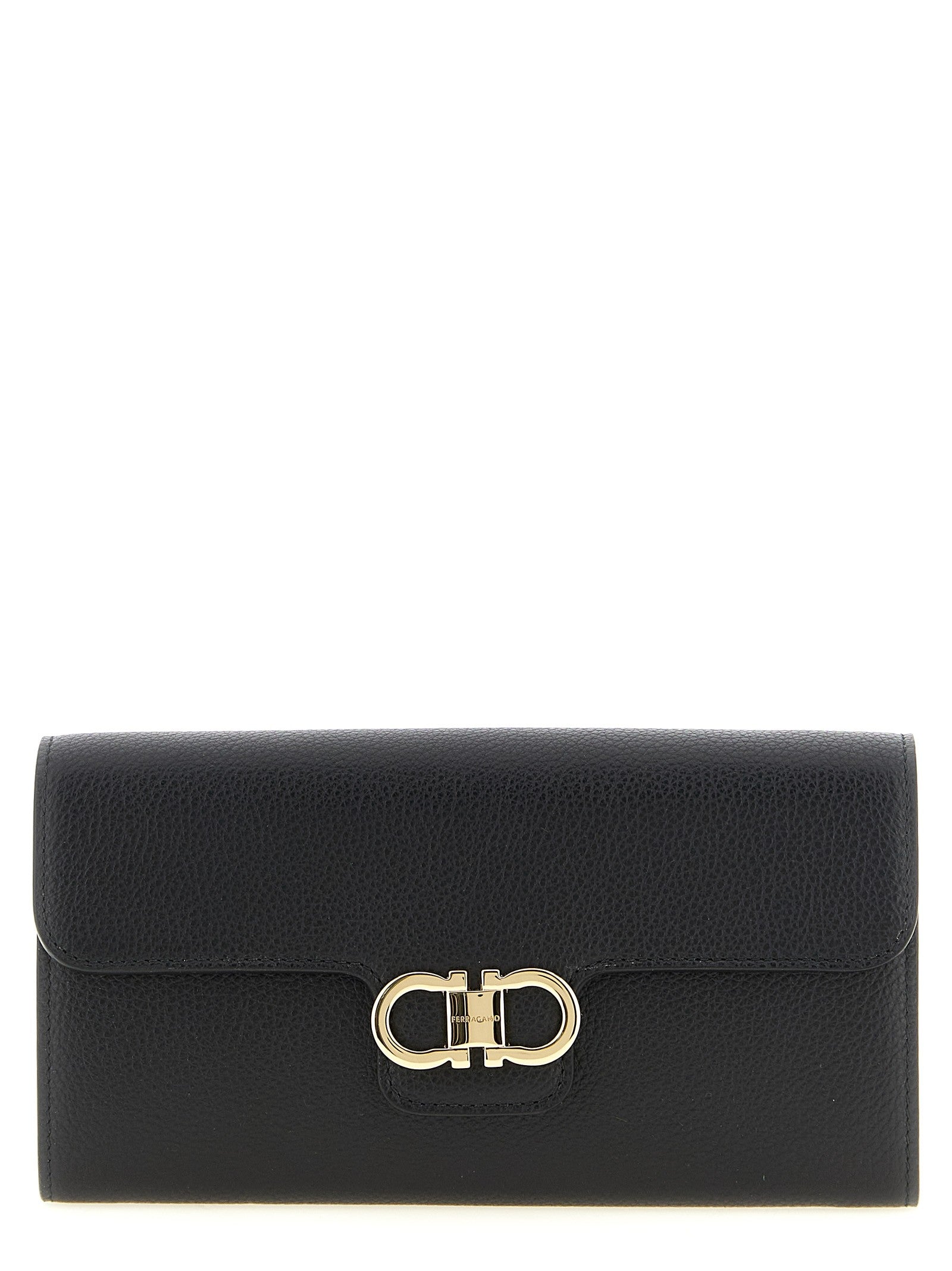 Ferragamo Gancini Wallet on Chain Black