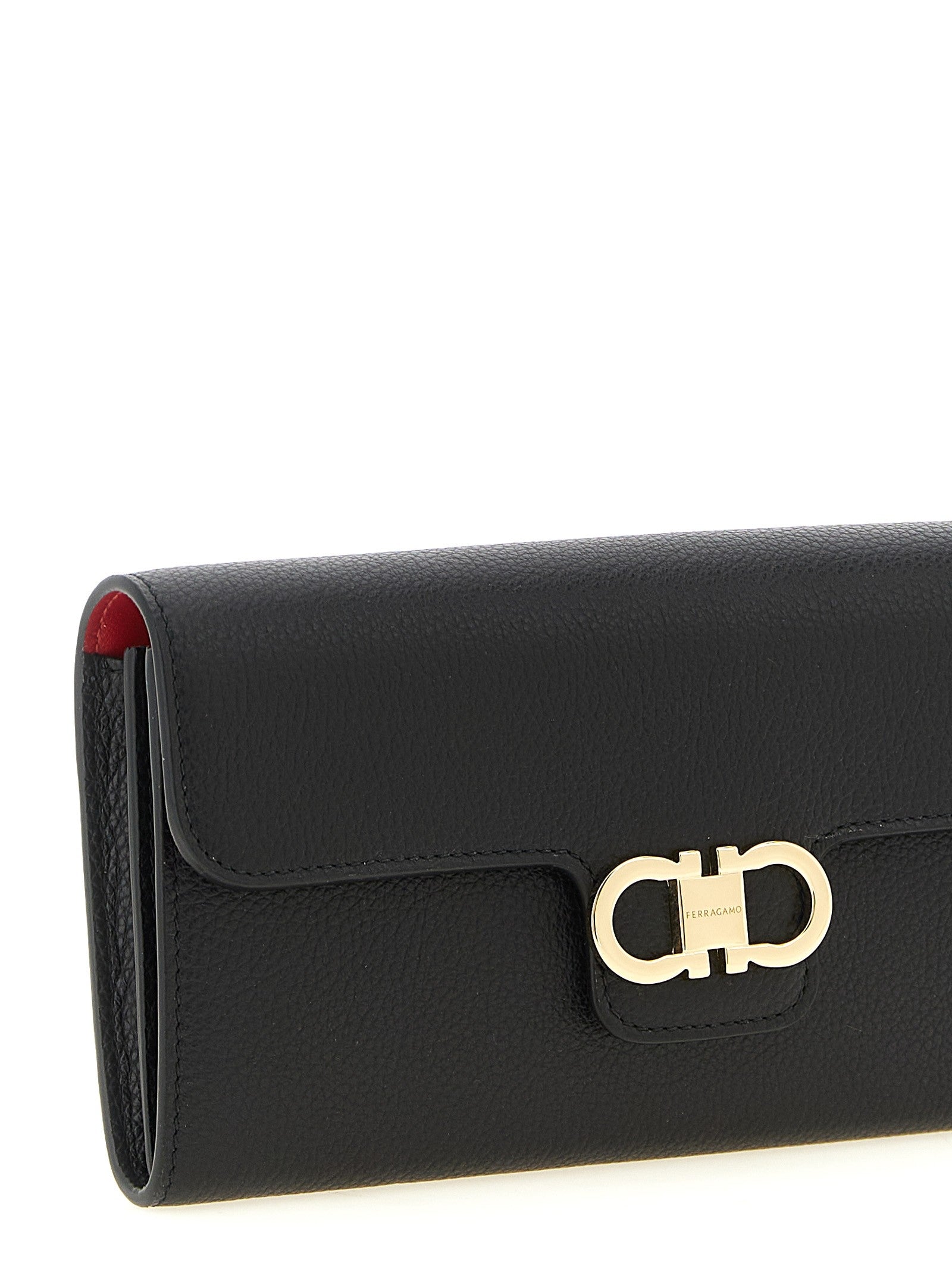 Ferragamo Gancini Wallet on Chain Black