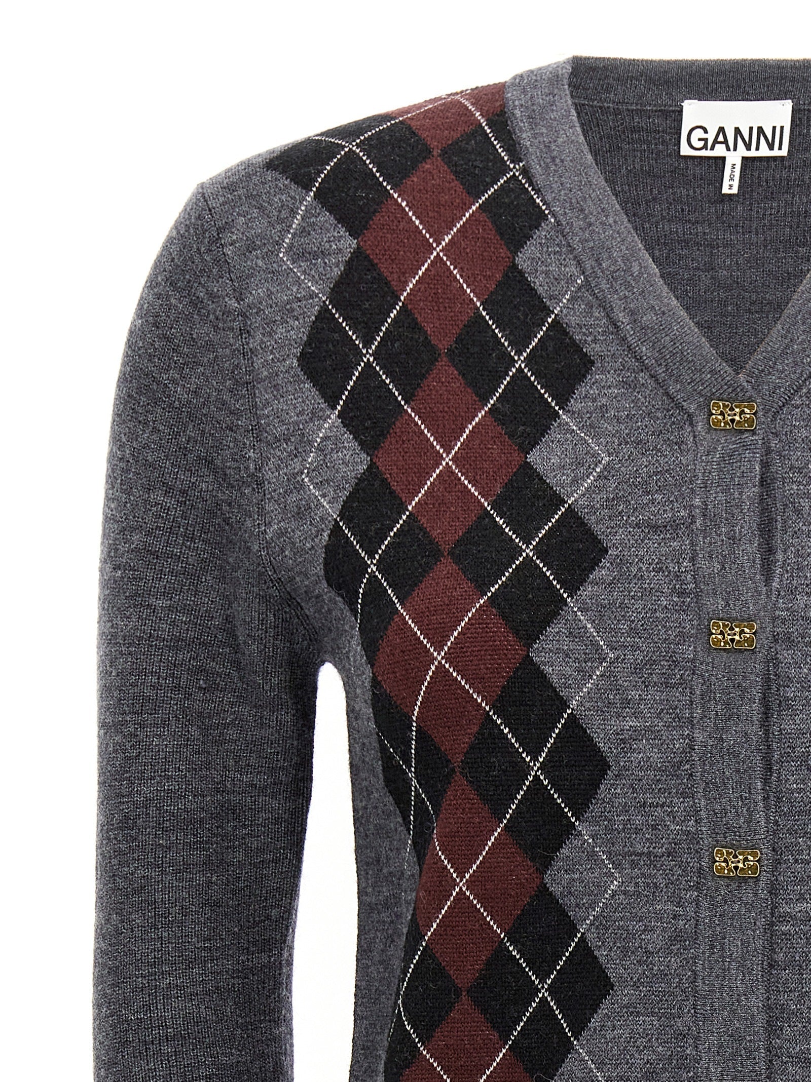 GANNI - GANNI - Argyle cardigan - Women’s Knitwear
