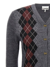 GANNI - GANNI - Argyle cardigan - Women’s Knitwear