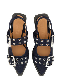 GANNI - Ganni Ballerina With Buckle - Woman-&gt;FOOTWEAR-&gt;FLATS