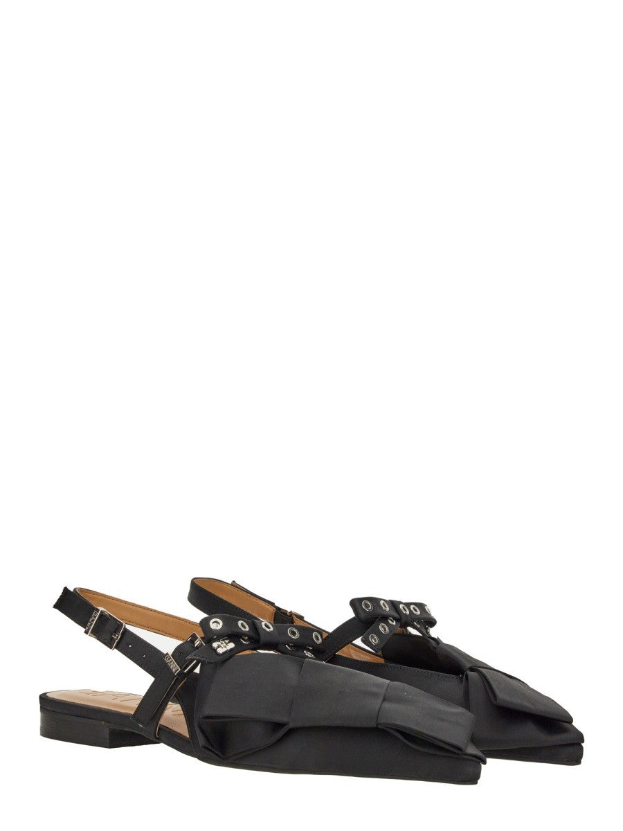 GANNI - Ganni Satin Ballerina - Woman-&gt;FOOTWEAR-&gt;FLATS