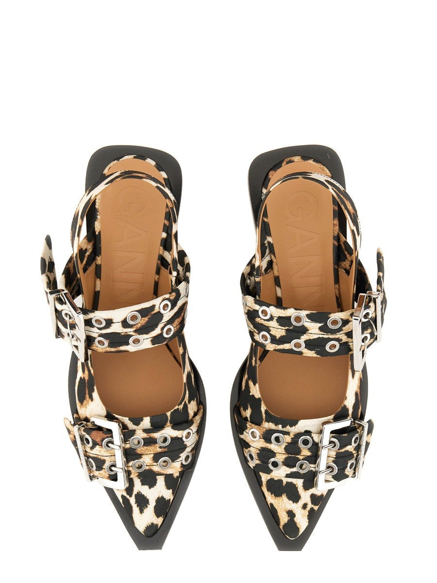 GANNI - Ganni Ballerina Con Fibbia - Woman-&gt;FOOTWEAR-&gt;FLATS