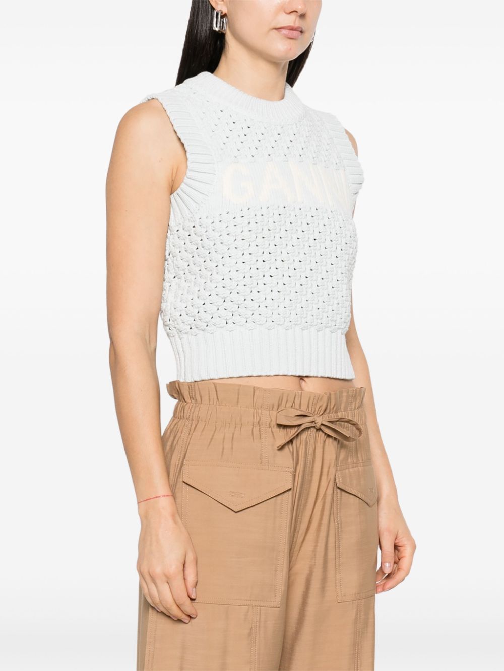 Ganni - Ganni Openwork cotton vest - Women’s Knitwear