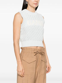 Ganni - Ganni Openwork cotton vest - Women’s Knitwear
