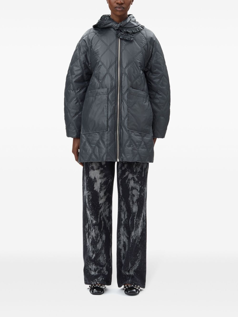 Ganni - Ganni Shiny Quilt Midi Jacket - Women’s Outerwear