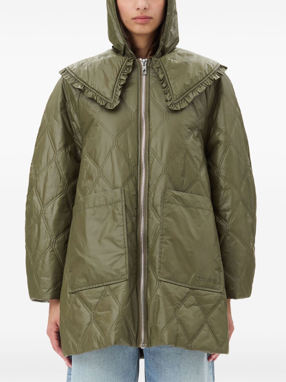 Ganni - Ganni Shiny Quilt Midi Jacket - Women’s Outerwear