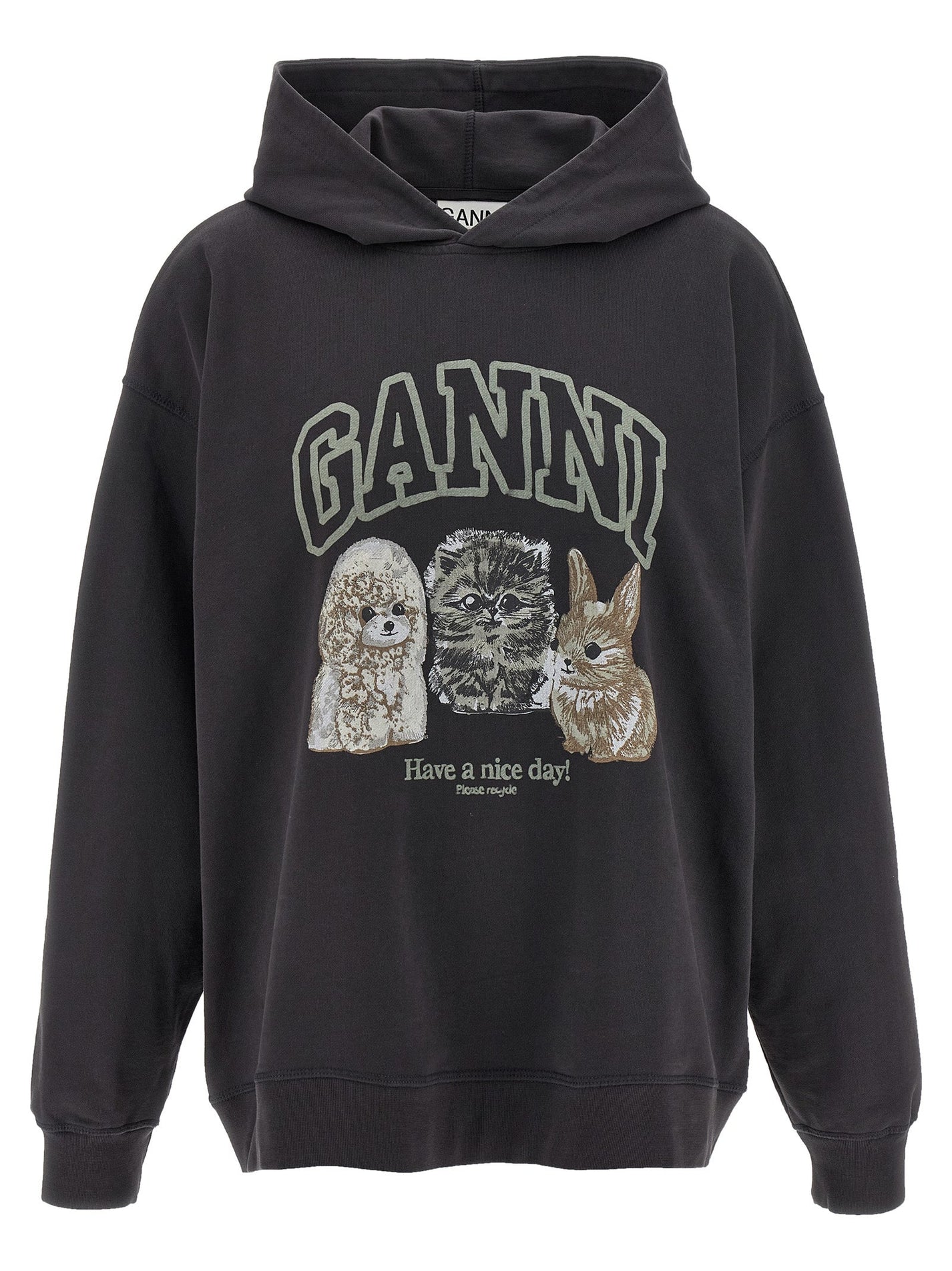 GANNI - GANNI - ’Grey Animal Print’ hoodie - Women’s Sweatshirts