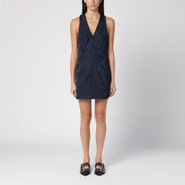Ganni - GANNI Navy blue mini dress with knot detail - Dresses