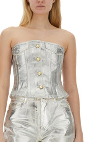 GANNI - Ganni Denim Top - Woman-&gt;Clothing-&gt;Tops