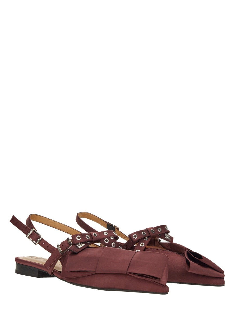 GANNI - Ganni Satin Ballerina - Woman-&gt;FOOTWEAR-&gt;FLATS