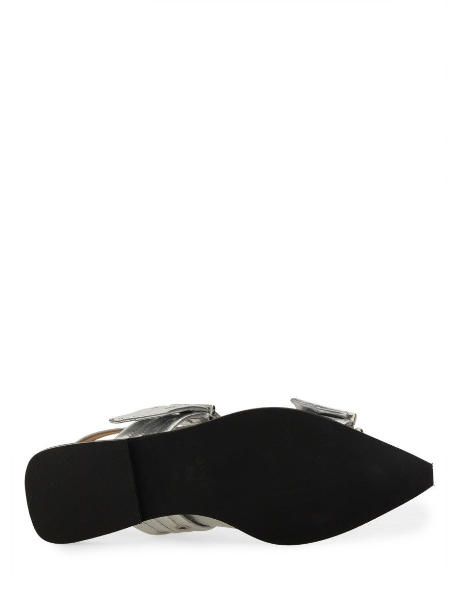 GANNI - Ganni Ballerina With Buckle - Woman-&gt;FOOTWEAR-&gt;FLATS