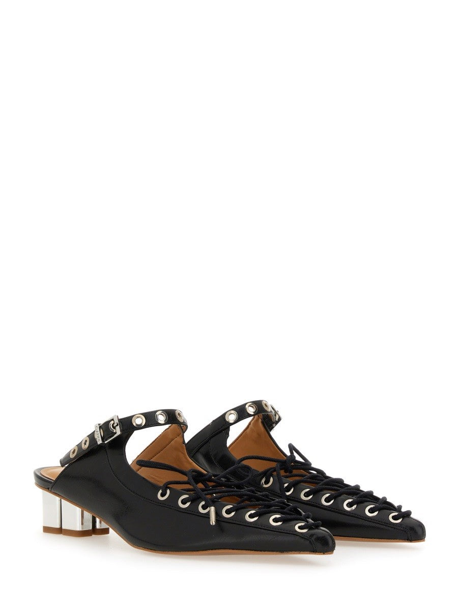 GANNI - Ganni Mule Lace Up - Woman-&gt;FOOTWEAR-&gt;HIGH HEELS