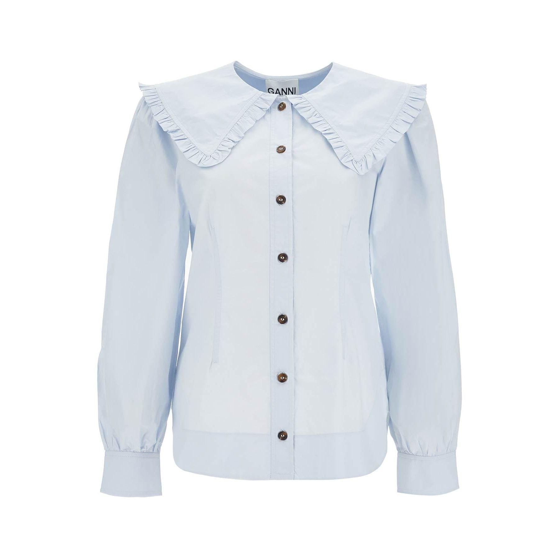 Ganni - Ganni poplin shirt with oversized collar - Topwear