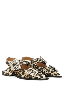 GANNI - Ganni Ballerina Con Fibbia - Woman-&gt;FOOTWEAR-&gt;FLATS