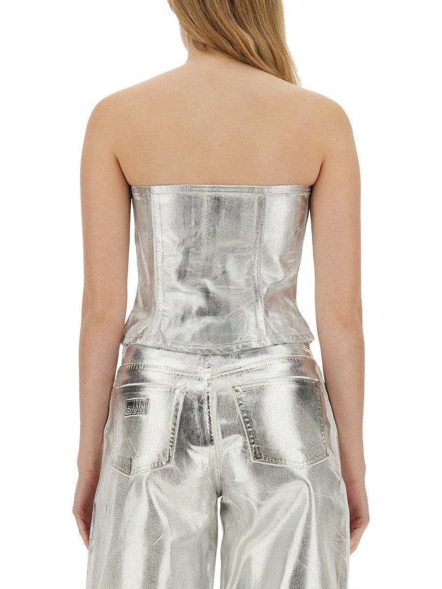 GANNI - Ganni Denim Top - Woman-&gt;Clothing-&gt;Tops