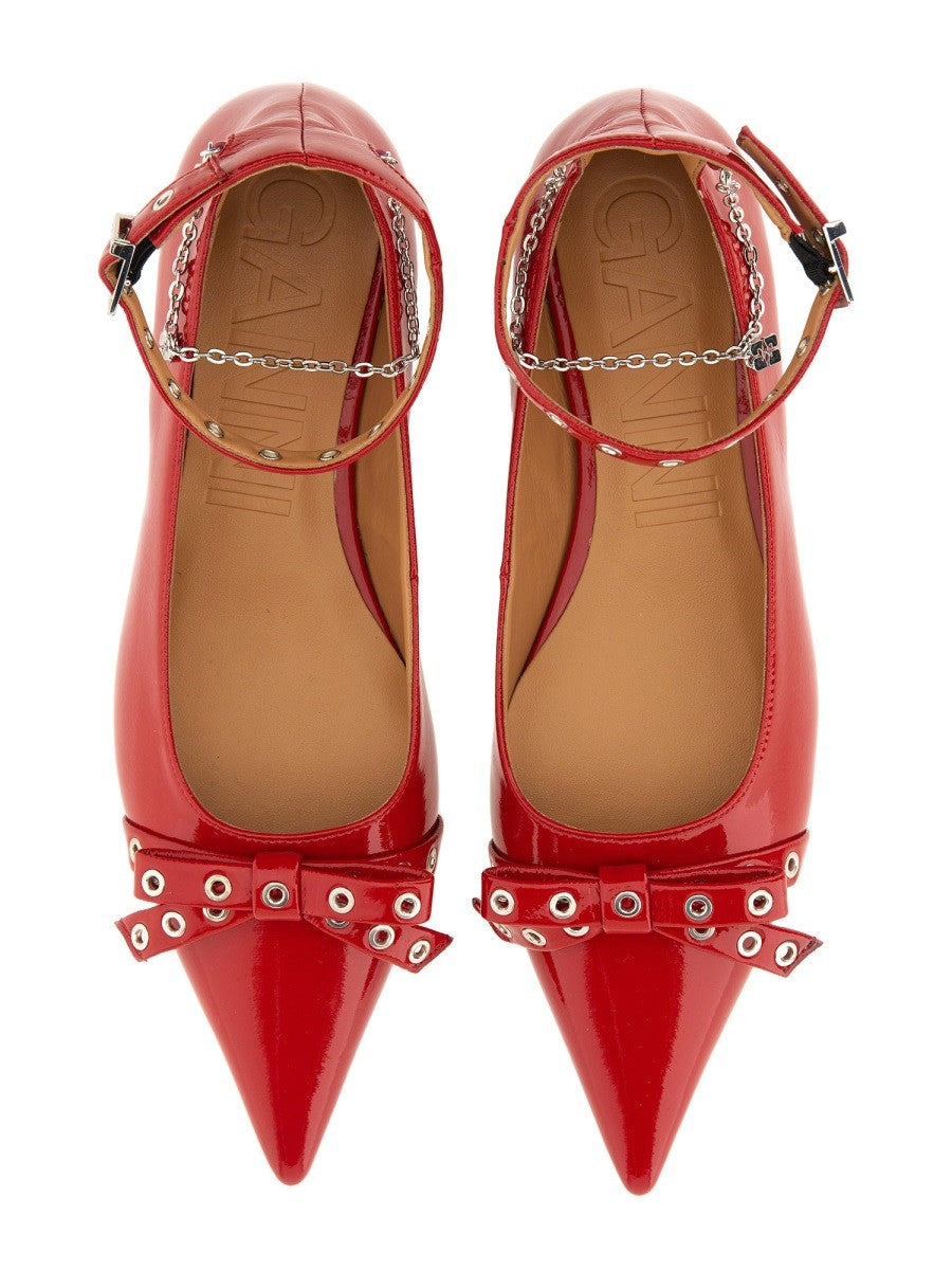 GANNI - Ganni Jewel Ballerina - Woman-&gt;FOOTWEAR-&gt;FLATS