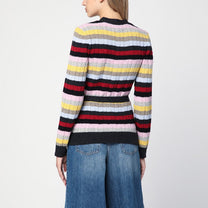 Ganni - GANNI Multicoloured striped cardigan with belt - Women’s Knitwear