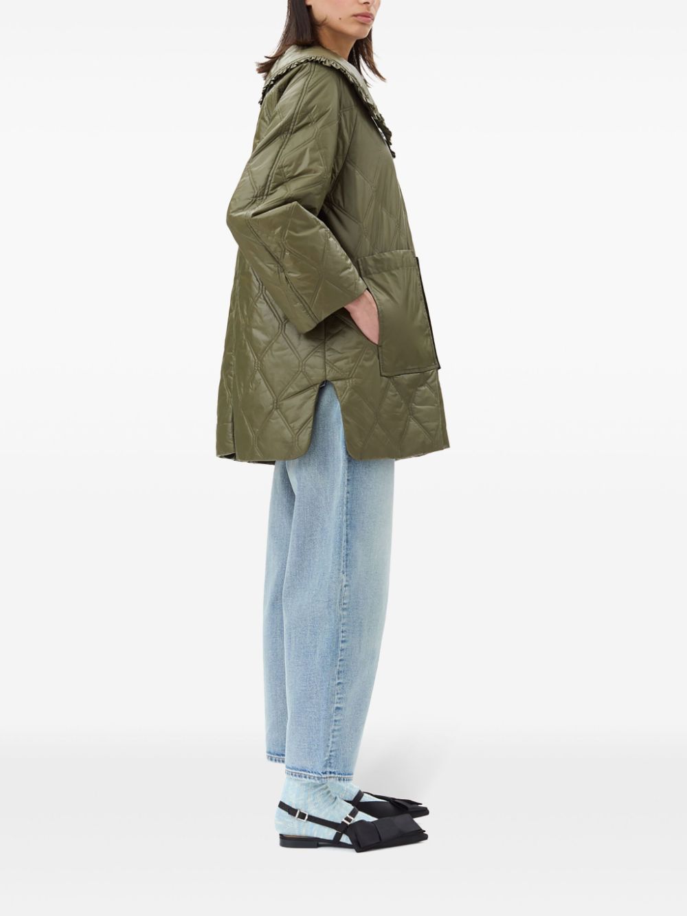 Ganni - Ganni Shiny Quilt Midi Jacket - Women’s Outerwear