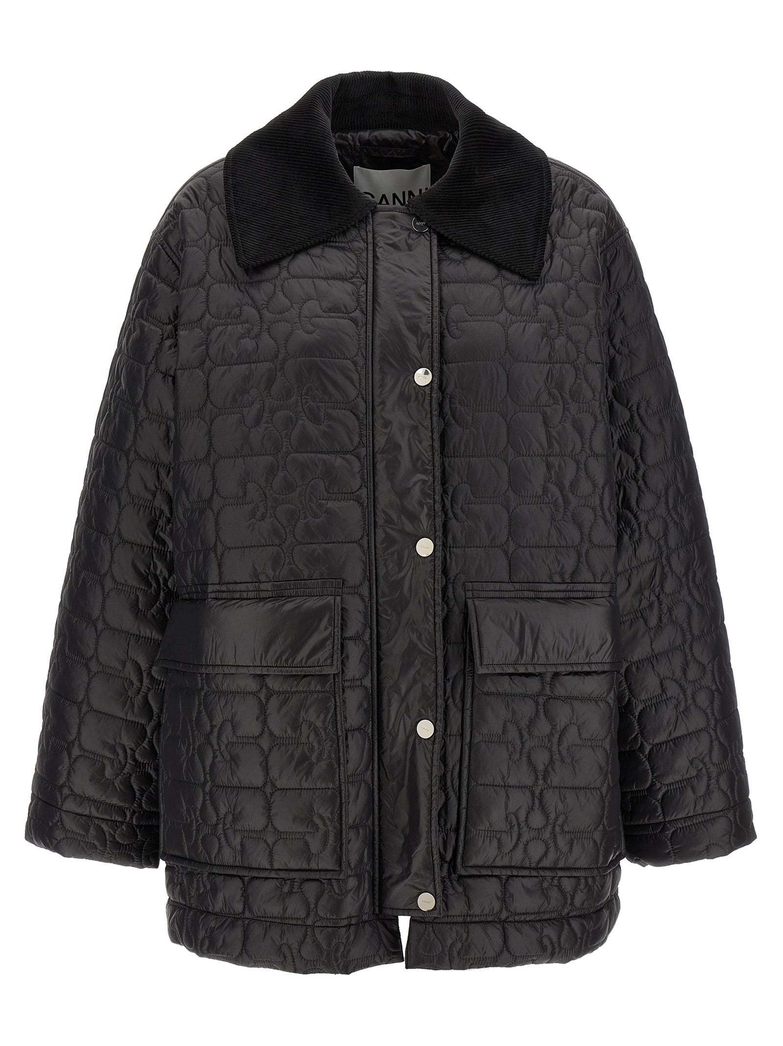 GANNI - GANNI - ’Black Shiny Quilt Midi’ jacket - Women’s Outerwear