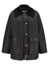 GANNI - GANNI - ’Black Shiny Quilt Midi’ jacket - Women’s Outerwear