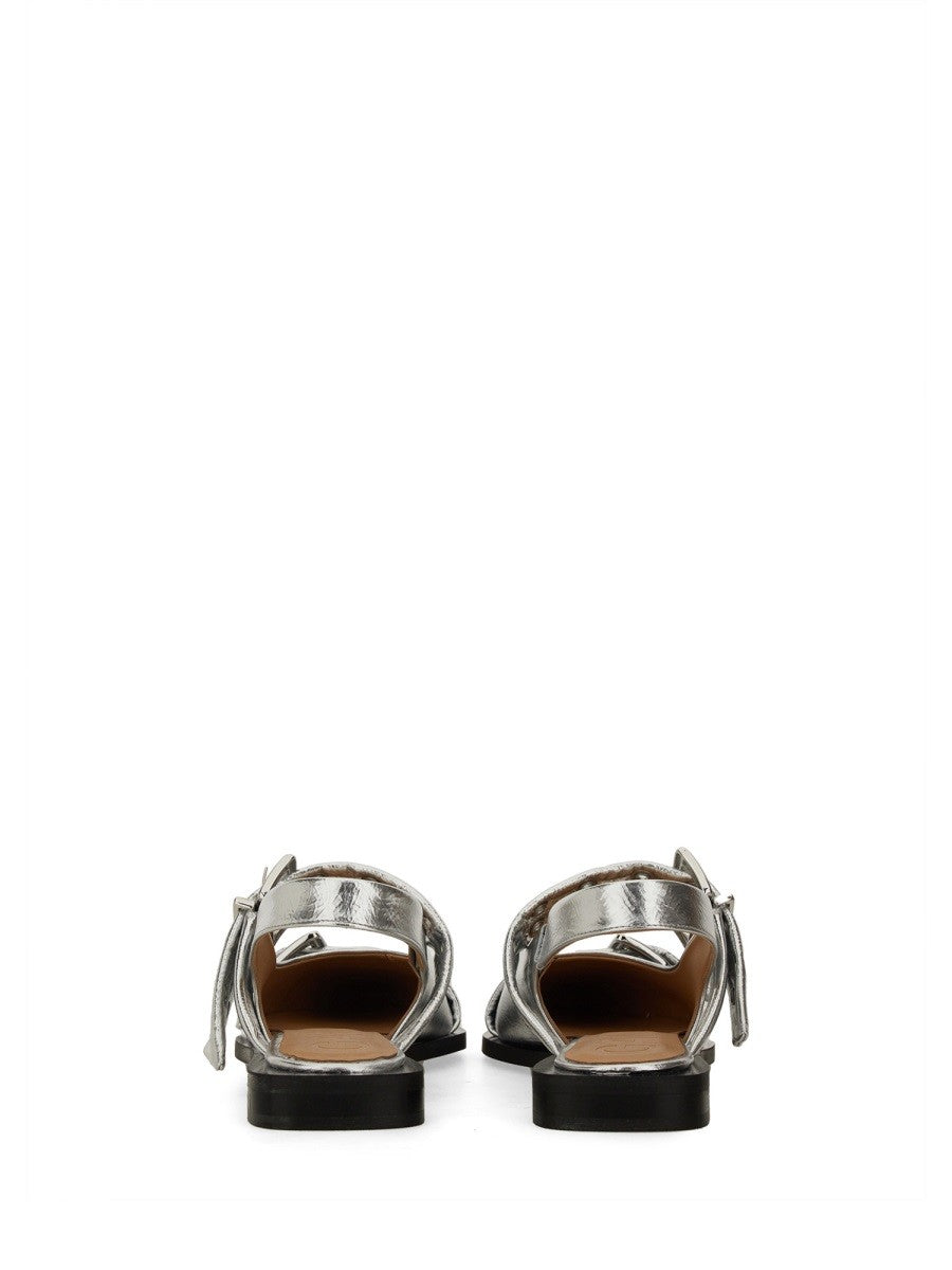 GANNI - Ganni Ballerina With Buckle - Woman-&gt;FOOTWEAR-&gt;FLATS